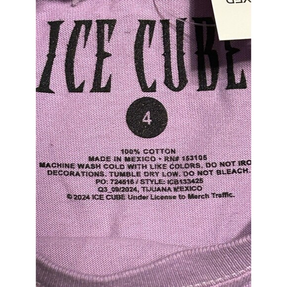Ice Cube Kids T-Shirt Size 4 Purple Graphic Hip Hop Rap Legend Tee NWT 2024 - Picture 3 of 3